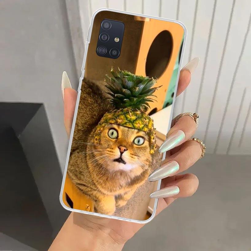 Pet Cat Funny Memes Phone Case for Samsung Galaxy A52 A32 A22 A12 A02S A50S A30S A10S Note 20 Ultra 10 Plus S10 A31 A20 A71 A72