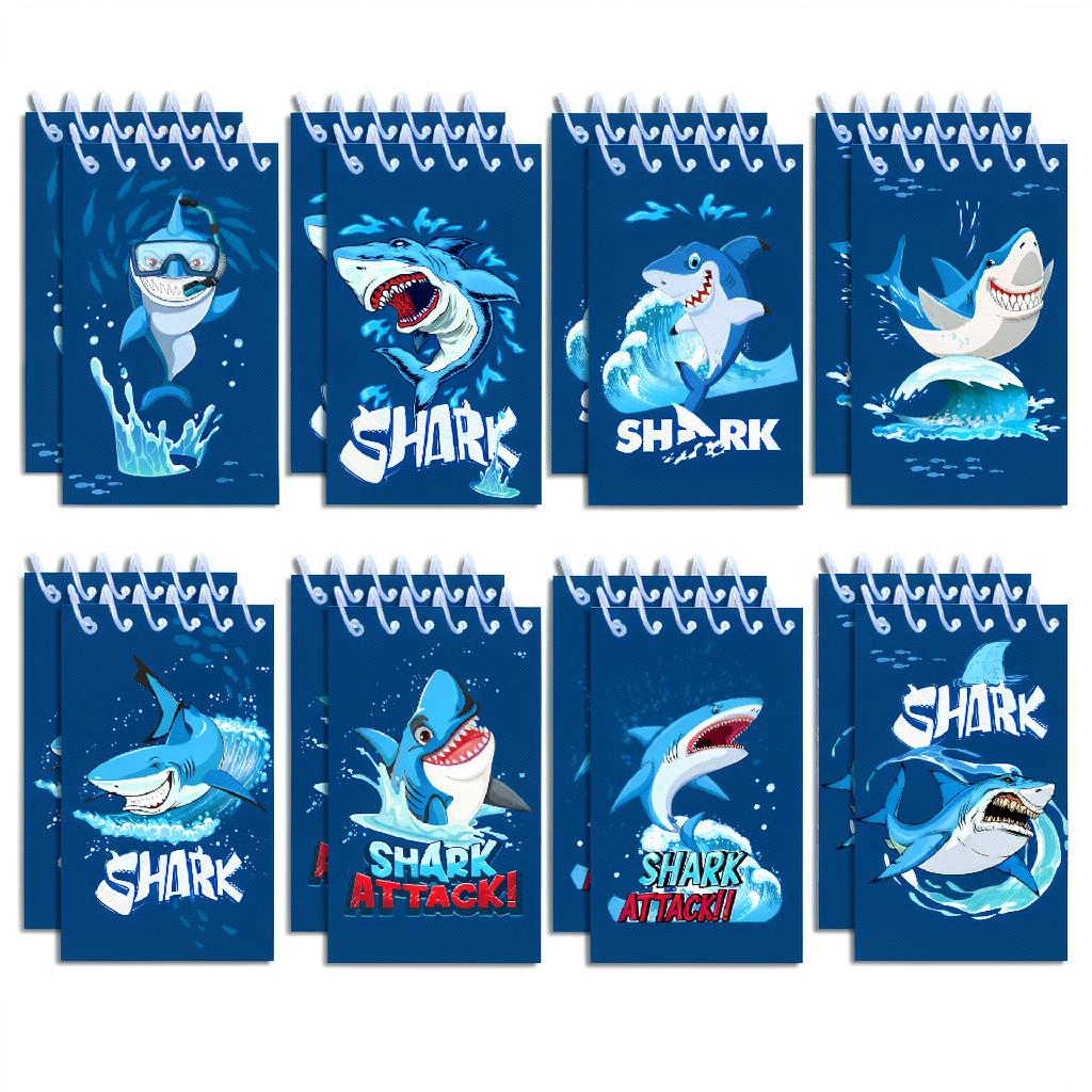 8pcs Shark Spiral Notebook Mini Pocket Notepad Tearable Top Bound 80gsm Paper Student School Portable Note Taking Supplies