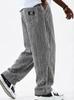 European & American Men's Wide Corduroy Logo Pocket Casual Loose Straight-Leg Pants 2026