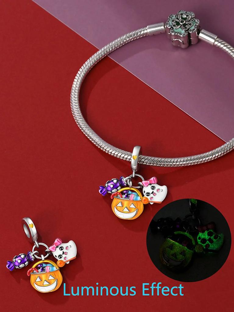 Copper Metal Plated Authentic Original Charm Bead Components Cute Halloween Ghost Candy Bead Components Compatible With Bracelet High Quality Fine