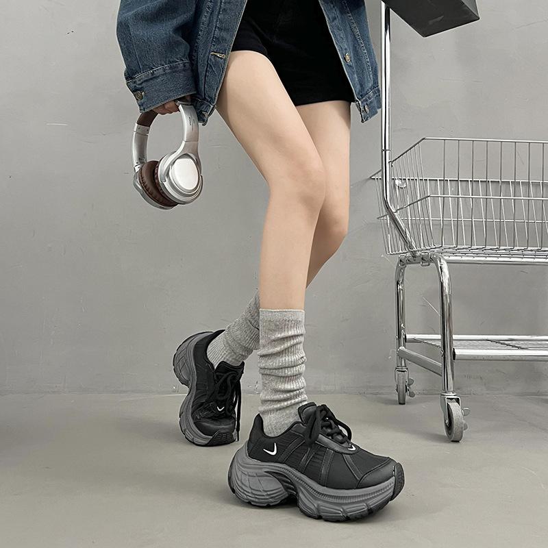 Paris fashion dad shoes women's autumn 2025 new mesh breathable thick sole heightening color matching casual sports shoes