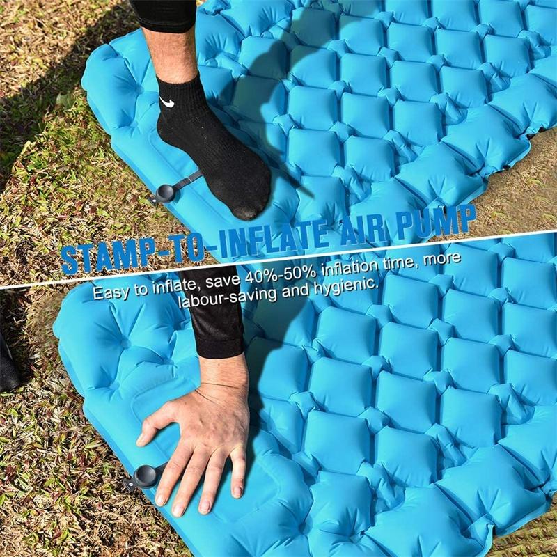 Saltea de camping gonflabilă pentru dormit cu pernă, presă de picioare, saltele de dormit ultraușoare, durabile și impermeabile, saltea de camping
