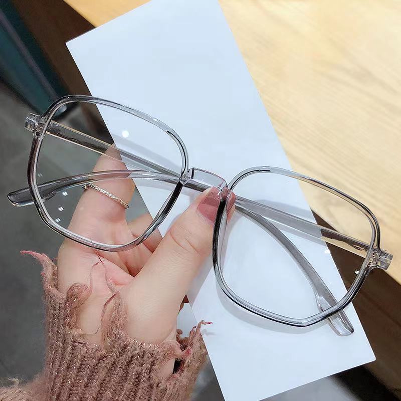 Live Broadcast Polygonal Glasses Frame Female Trend Large Frame Anti-Blue Light Flat Mirror Student Myopia Finished Product