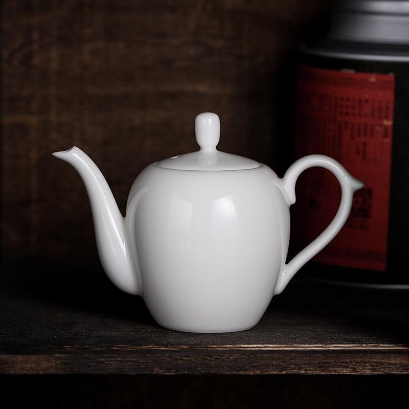 Dehua White Porcelain Teapot Jade Like Smooth Texture Simple Style Kung Fu Tea Set Chinese Home Office Brewing