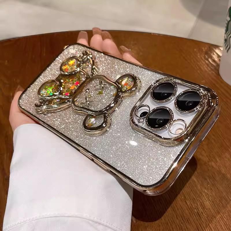 Geeignet für iPhone16 Farbverlauf Sand Violent Bear Handyhülle, Apple 15ProMax Vollabdeckung Sturzsichere 14 Schutzhülle