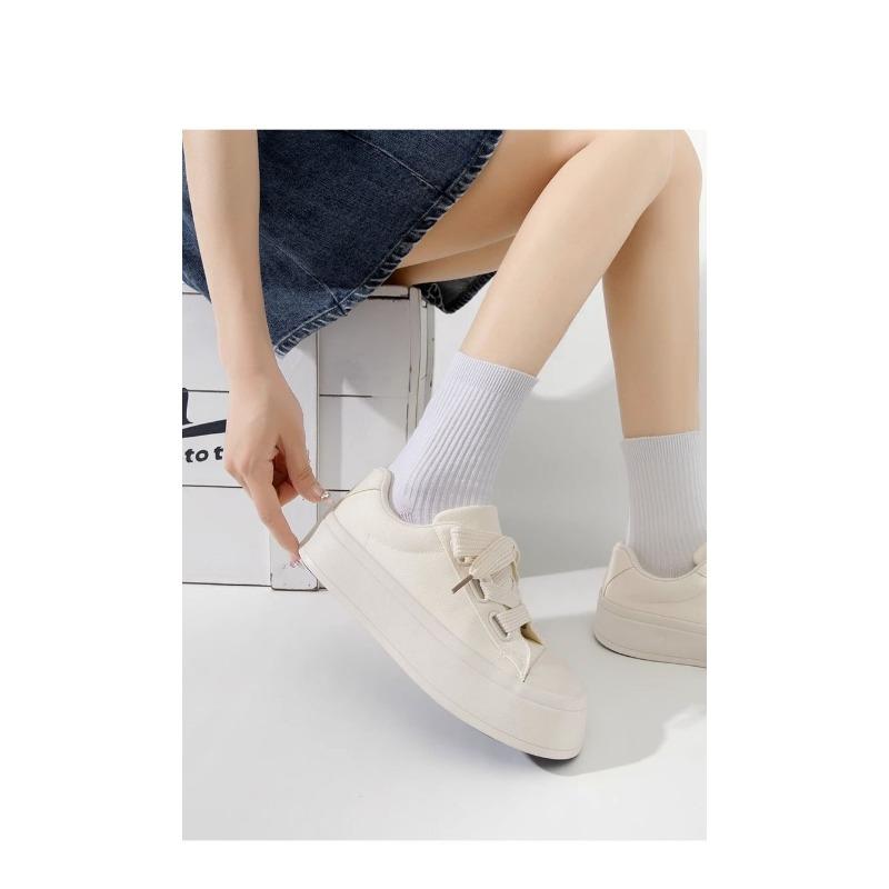 Thick-soled women's shoes, niche casual shoes, versatile canvas shoes, fashionable temperament shoes