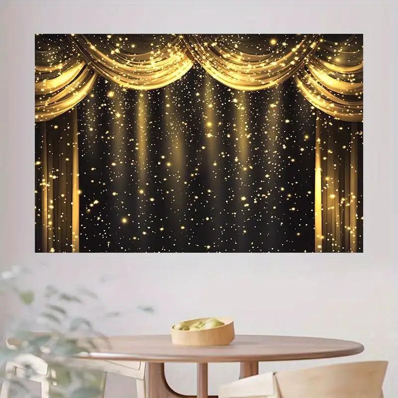 2D Plane 2D Banner 1 Piece of 2D Luxurious Golden Starry Night Sky Background Fabric Paired with Curtains