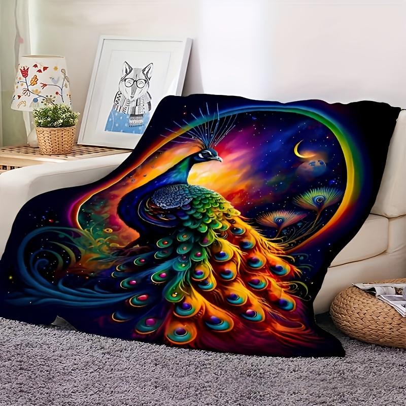 1pc New Global Feather Peacock Series Blanket; Ultra-Soft And Comfortable Nap Shawl Blanket; Suitable for Various Holiday Commemorative Gift
