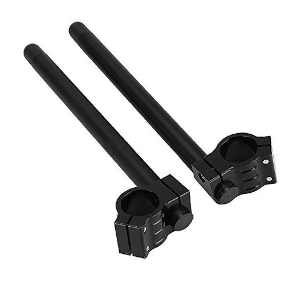 HANSWD Fork Clip-On Handlebars with CNC Risers for 1969-1982 Honda, Suzuki, and Yamaha (33mm Regular Handlebars)