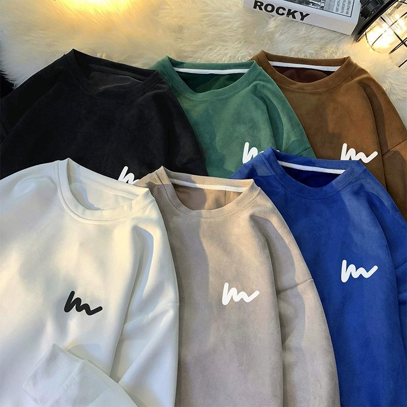 Hua Men's Heavyweight Embroidered Cotton Hoodie - Trendy Spring/Autumn Student Style, Loose Fit Long Sleeve