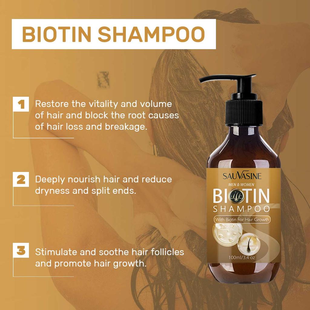 Biotin Hair Growth Shampoo Anti Hair Loss Thickening formula Collagen & Stem Cell For Hair Regrowth Anti Thinning Sulfate Free Anti Dandruff Treatment