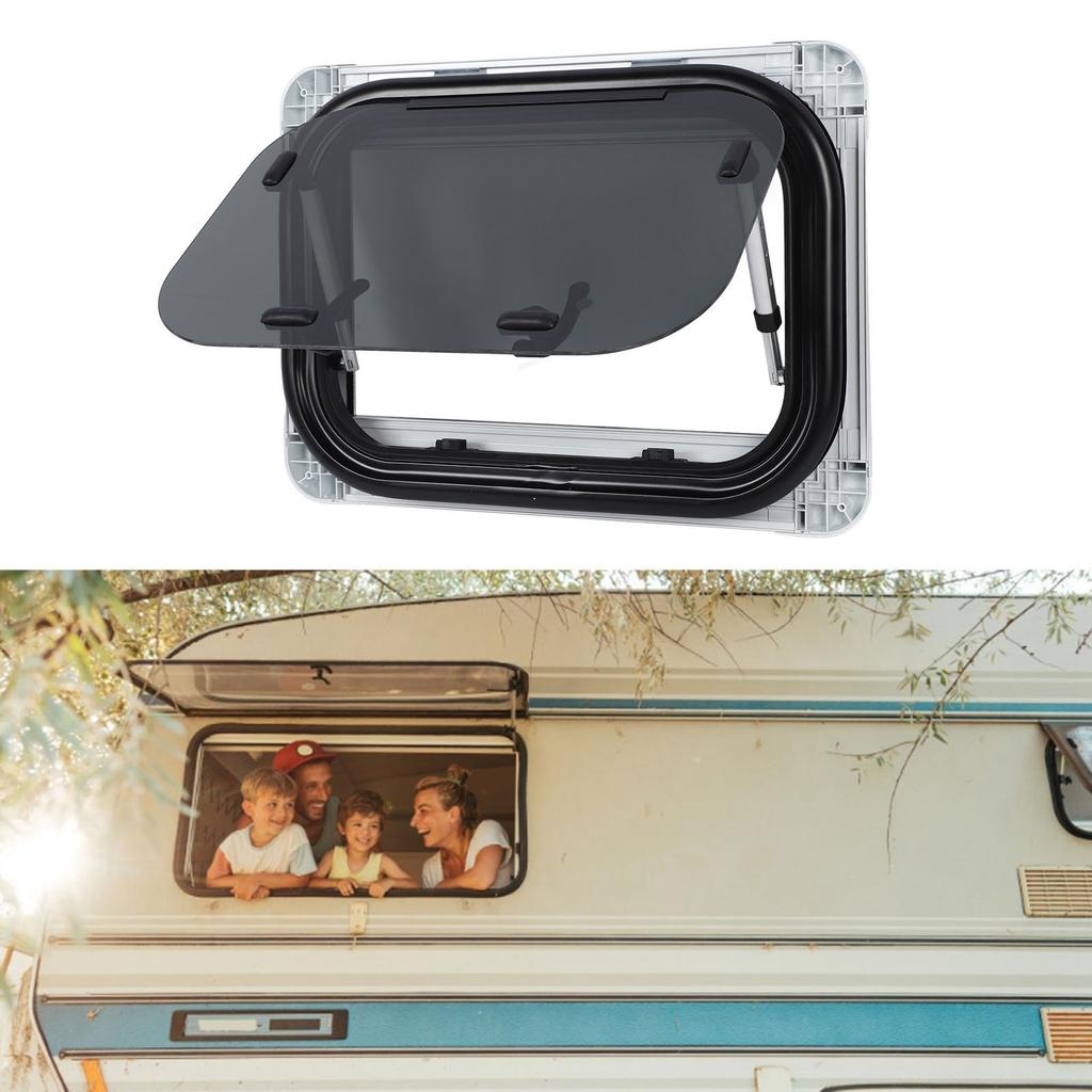 20 X 14in RV Window Rounded Corner Push Out Aluminum Alloy Frame Tempered Glass for Campers Construction Vehicles