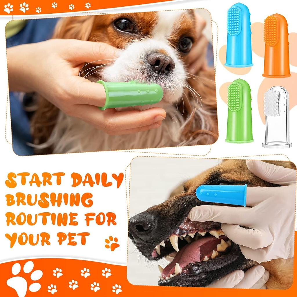 Nuogo 80 Packs Dog Toothbrush Soft Finger Brushes Pet Finger Toothbrush Easy Teeth Cleaning Dog Tooth Brush Oral Care Pet Dental Brush Pet Cleaning