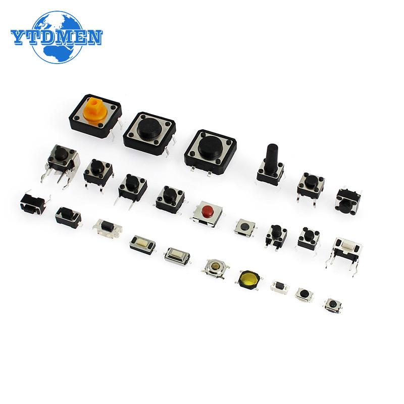 125PCS 25Values Tact Push Button Switch DIP SMD Micro Switch Micro Push Buttons Touch Component Kit, for TV Toys Home Use Button