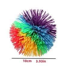 Children's colored rubber line ball toy pressure resistant soft and elastic ball sensory irritability fun rubber toy