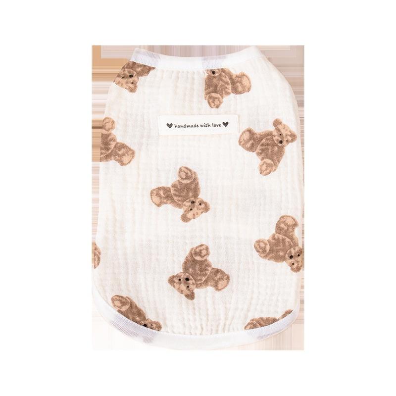 Sommer-Haustierkleidung, ärmellose Strickjacke aus reiner Baumwolle für Katzen, süße Weste, Sonnenschutzweste für Hunde, dünnes Anti-Haarausfall-Design