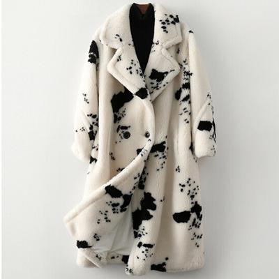 Women's Warm Imitation Wool Coat Loose Long Printed Fashion Casual Coat In Autumn And Winter