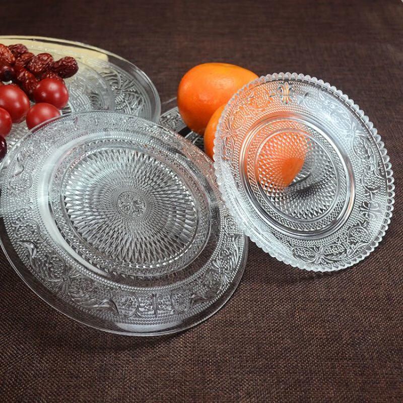 NHZHIW Nordic 12-inch Round Glass Serving Plate