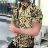 Camicie Hawaiane Estive da Uomo Collo a Revers Camisa Stampa 3D Leopardo Camicie Uomo Donna Manica Corta Camicetta Monopetto
