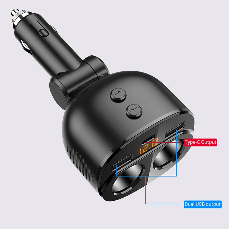 

C06Q Type-C+Dual USB Cigarette Lighter PD 18W/QC3.0 Fast Charging Car Charger
