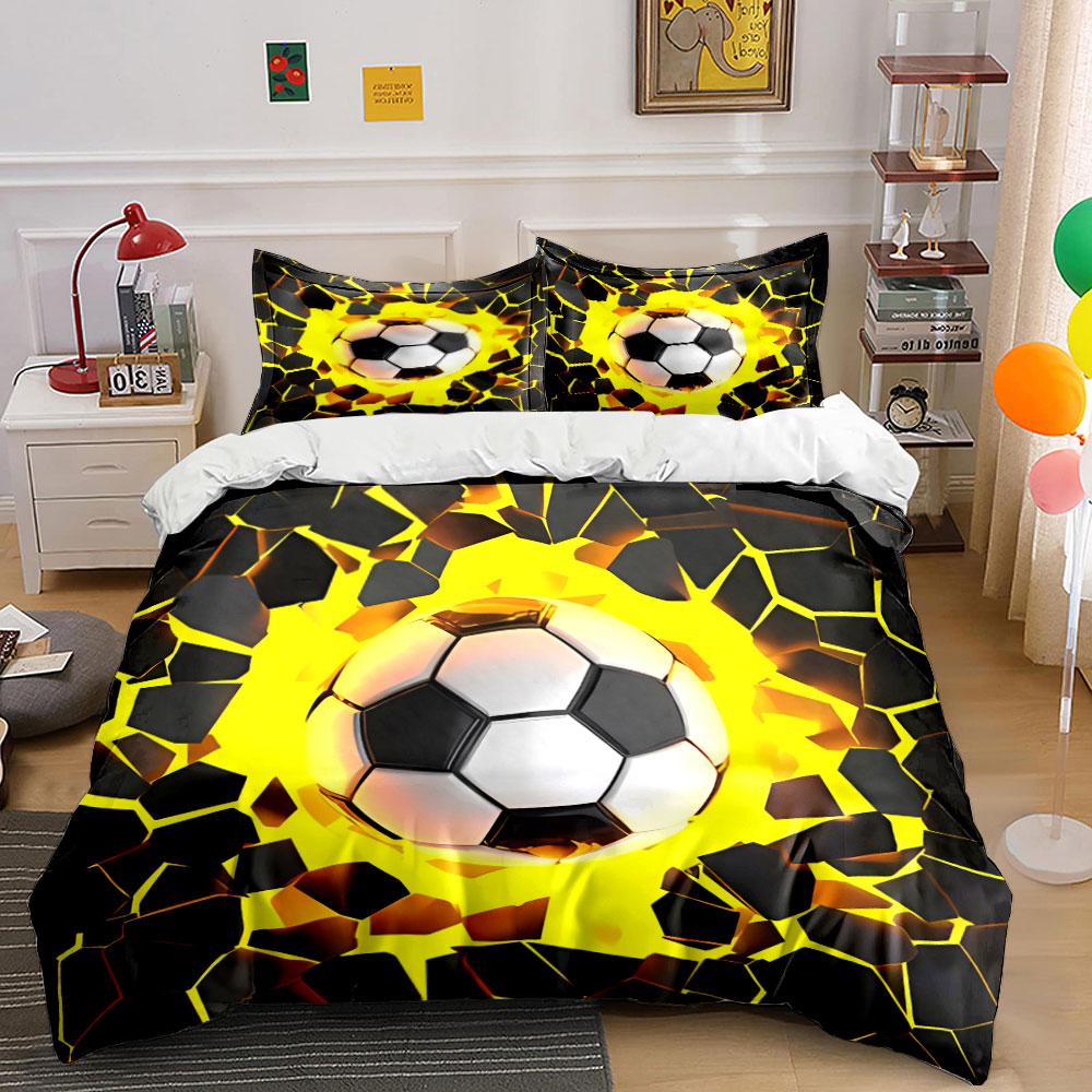 Soccer Themed 3-Piece Set Multiple Sizes Kid'S And Adults' Bedroom Exquisite 3Pc Bedding Set, Gift
