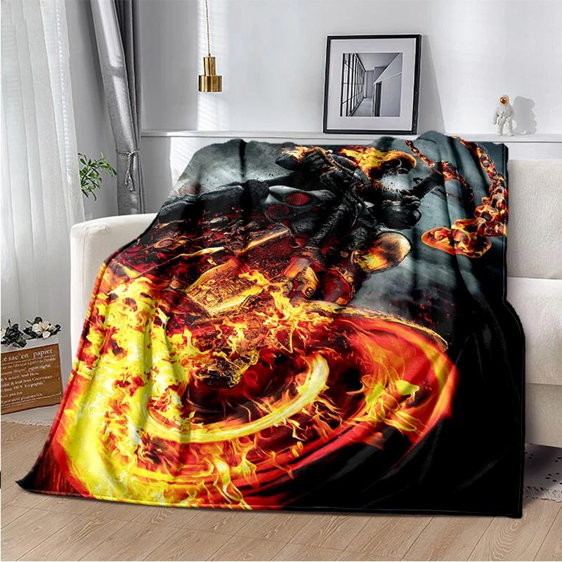 2026 New Marvel Horror Ghost Rider Cartoon Gift Soft Blanket,Soft Throw Blanket for Home Bedroom Bed Sofa Picnic Child Cover Kid