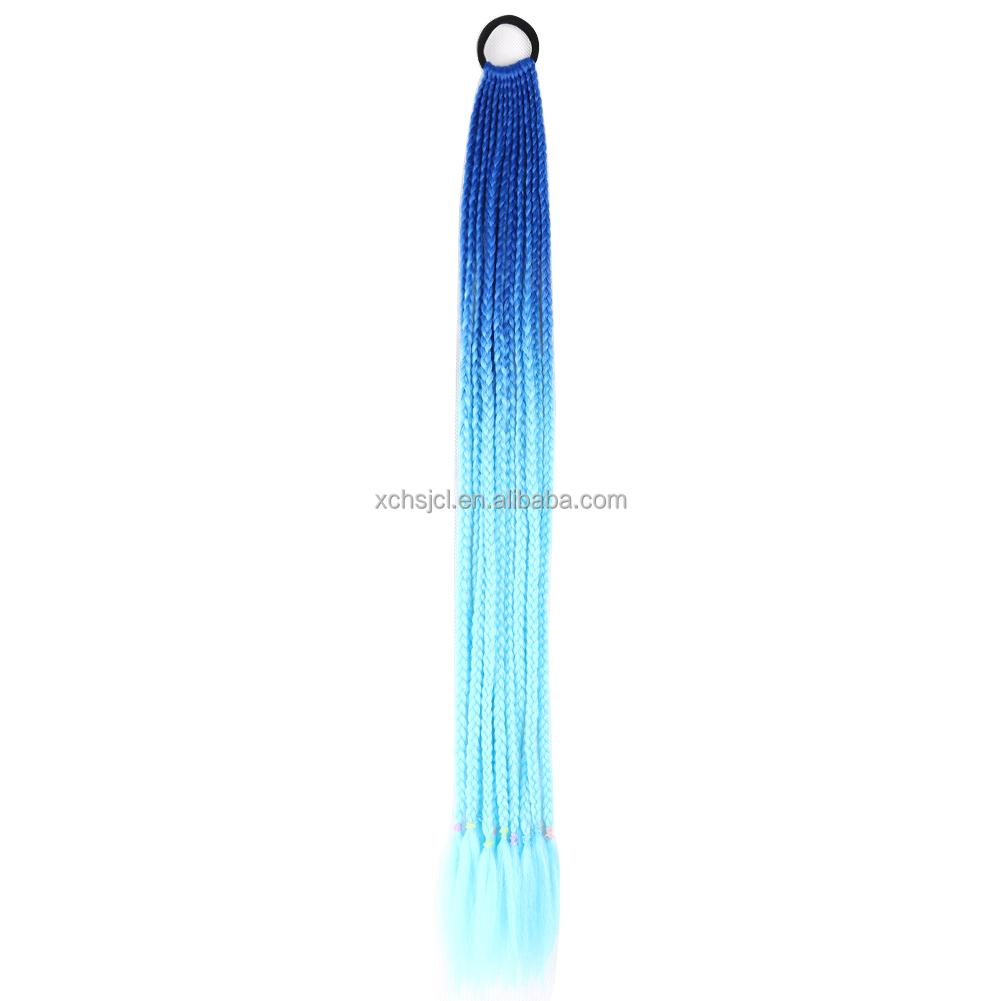 Ponytail With Hair Rubber Bands Long Box Crochet Synthetic Hair Piece Ombre Braiding Hair Extensions Braid