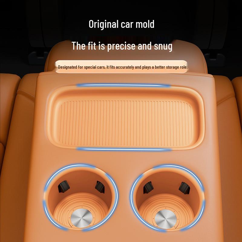 25 YU7 Rear Seat Storage Mat: Silicone Pad Cup Holder & Protective Car Accessory