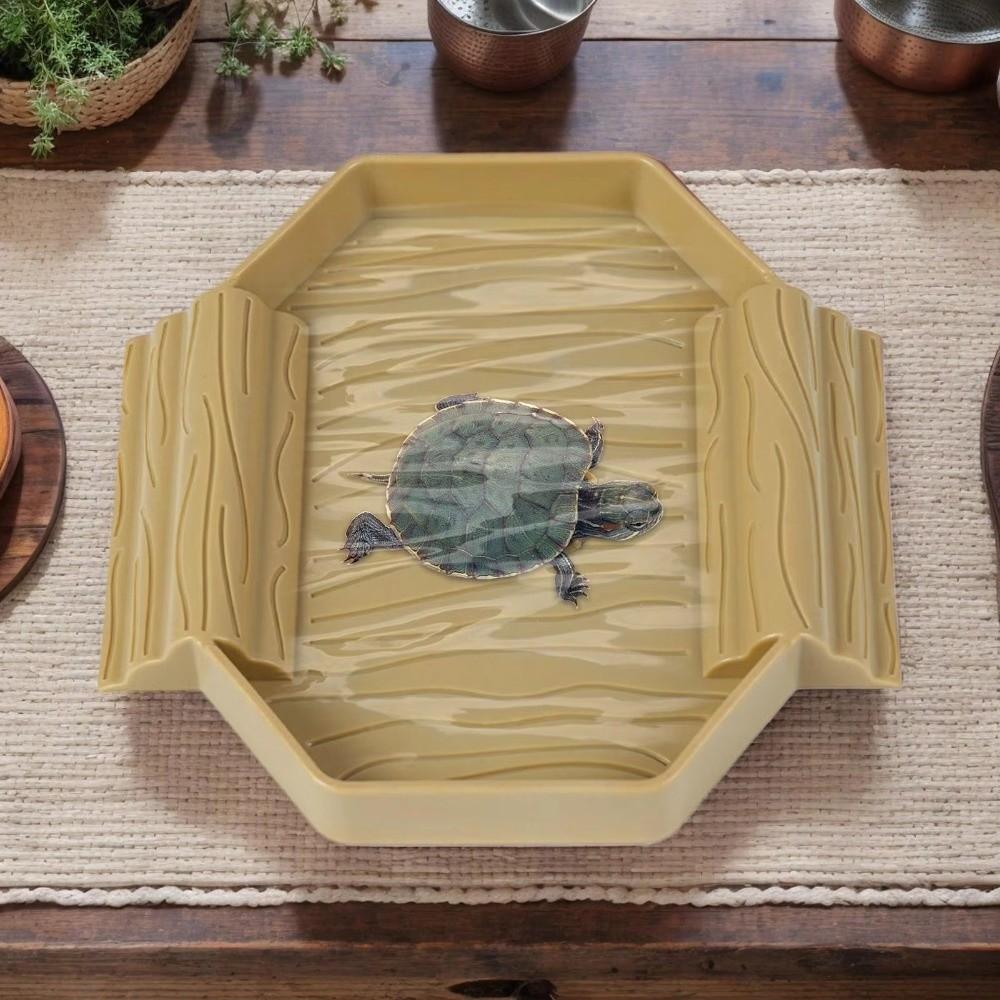 With Ramp Turtle Bath Basin Plastic Reptile Pool Dish Turtle Bath Tub  Habitat Accessories