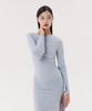 Kkuape Knit Long Slit Dress_Melange Blue