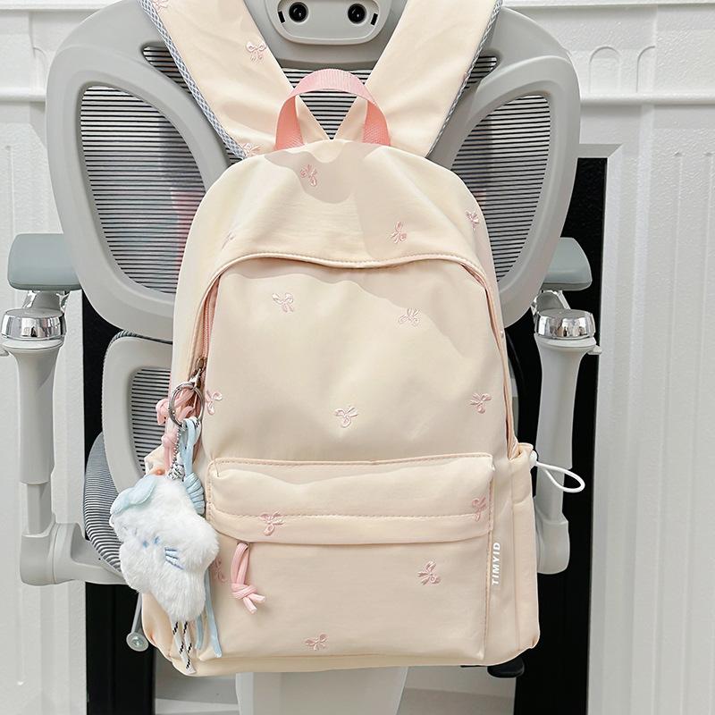 Zaino Scolastico Ragazza Semplice Versatile Zaino Studente Universitario Studente Scuola Media Zaino Carino Ricamato con Fiocco Zaino da Viaggio