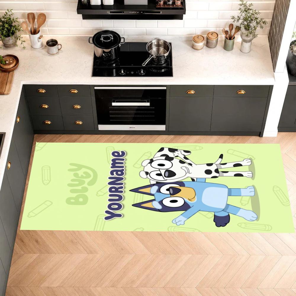 Bluey Customize Your Name Kitchen Rug Runner Rug Laundry Mat Hallway Entryway The Best Gift Choice