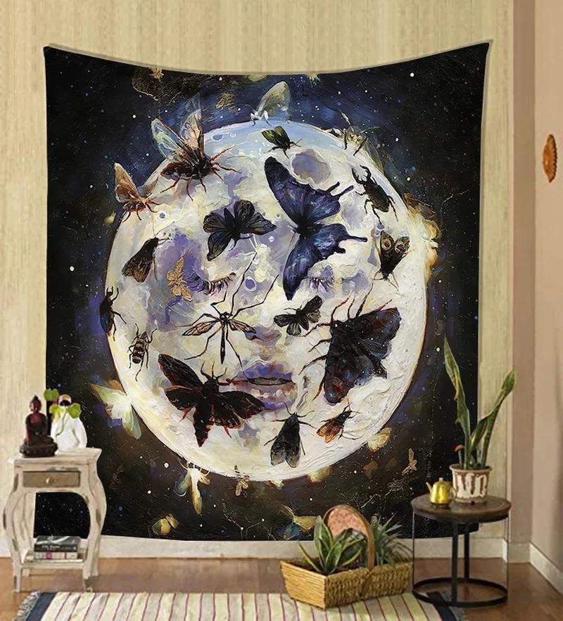 Vintage Sun Tarot Tapestry Floral Design Mystical Elements Unique Wall Art for Home Decor Bedroom Occult Lover Gift