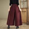 Women's Retro Corduroy High Waist Pants Spring Autumn Winter Slim A-Line Wide Leg Trousers with Pockets & Lace-Up Detail