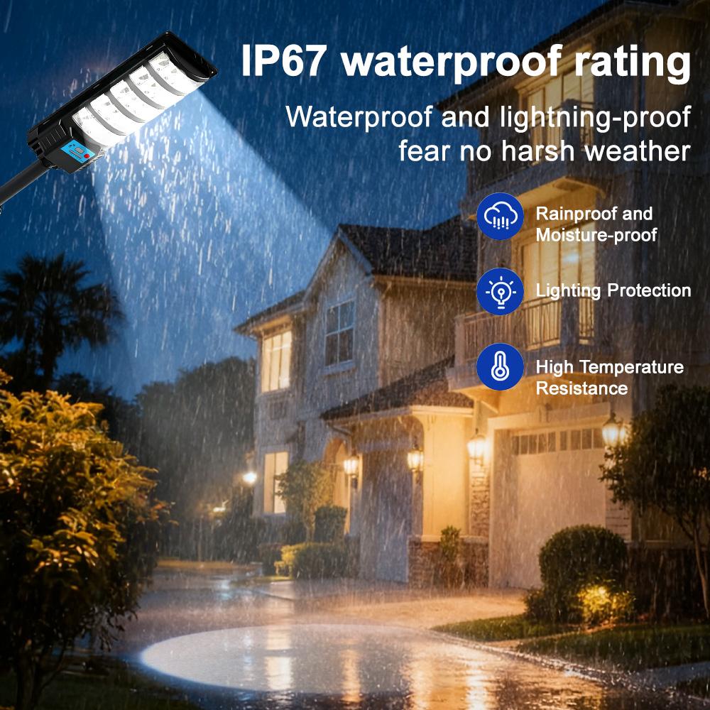 Éclairage public solaire 400W Extérieur, Lumière de sécurité LED à détecteur de mouvement, Télécommande, Éclairage mural solaire étanche pour jardin, cour, sentier