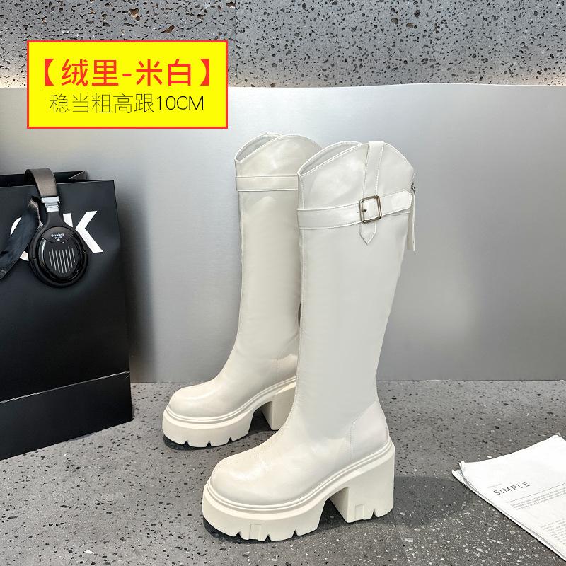 Small Knight Boots But Knee High Boots Women's 2025 Winter New Versatile Thick Heel Platform Boots Women