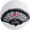 Lolita Cosplay Hand Held Fan Gothic Angel Wing Feather Rose Bead Chain Lace Flower Black Folding Fan Dance Photo Props Halloween