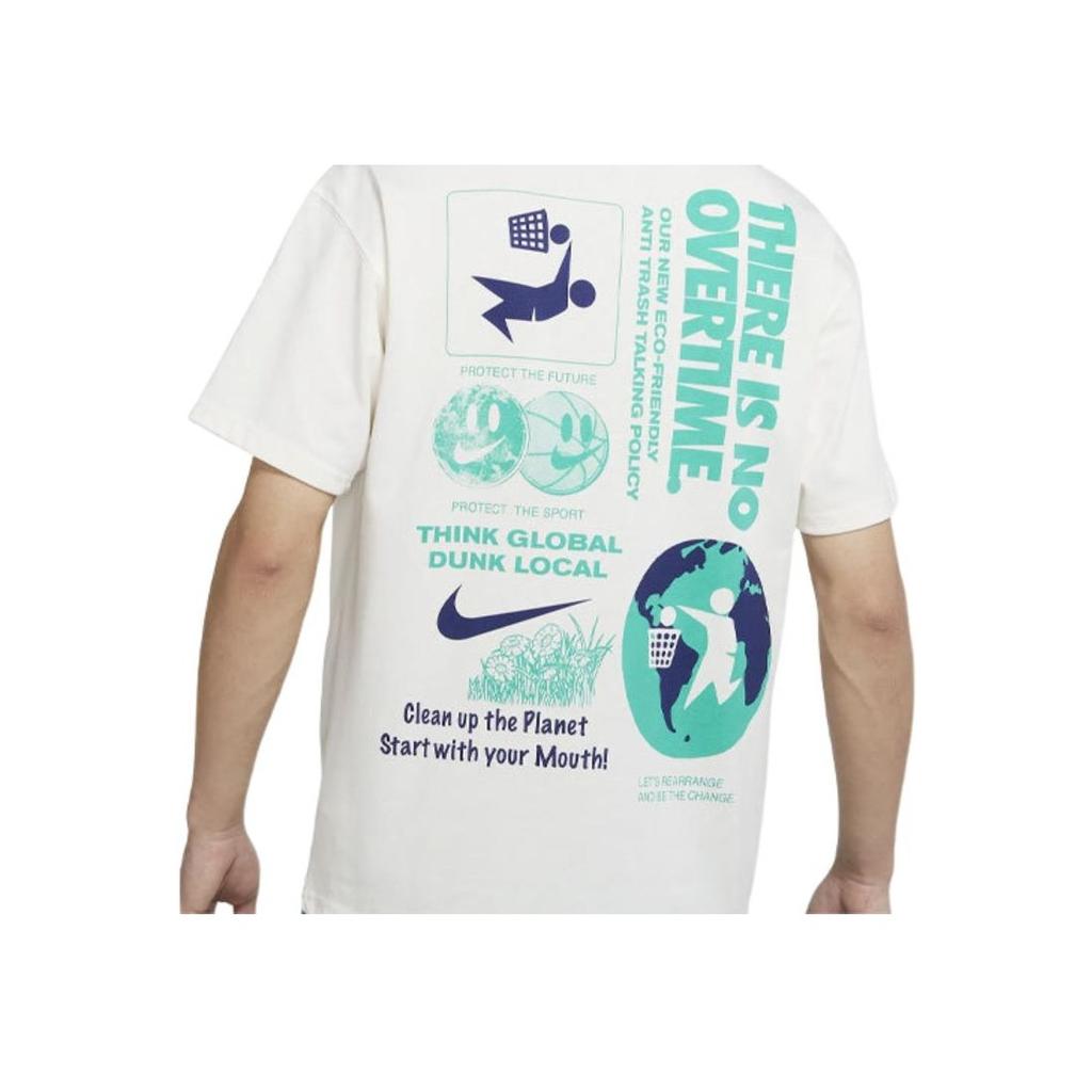 Nike Printed Basketball Sports Crew Neck Short Sleeve T-Shirt Men Tops White DJ1577-901