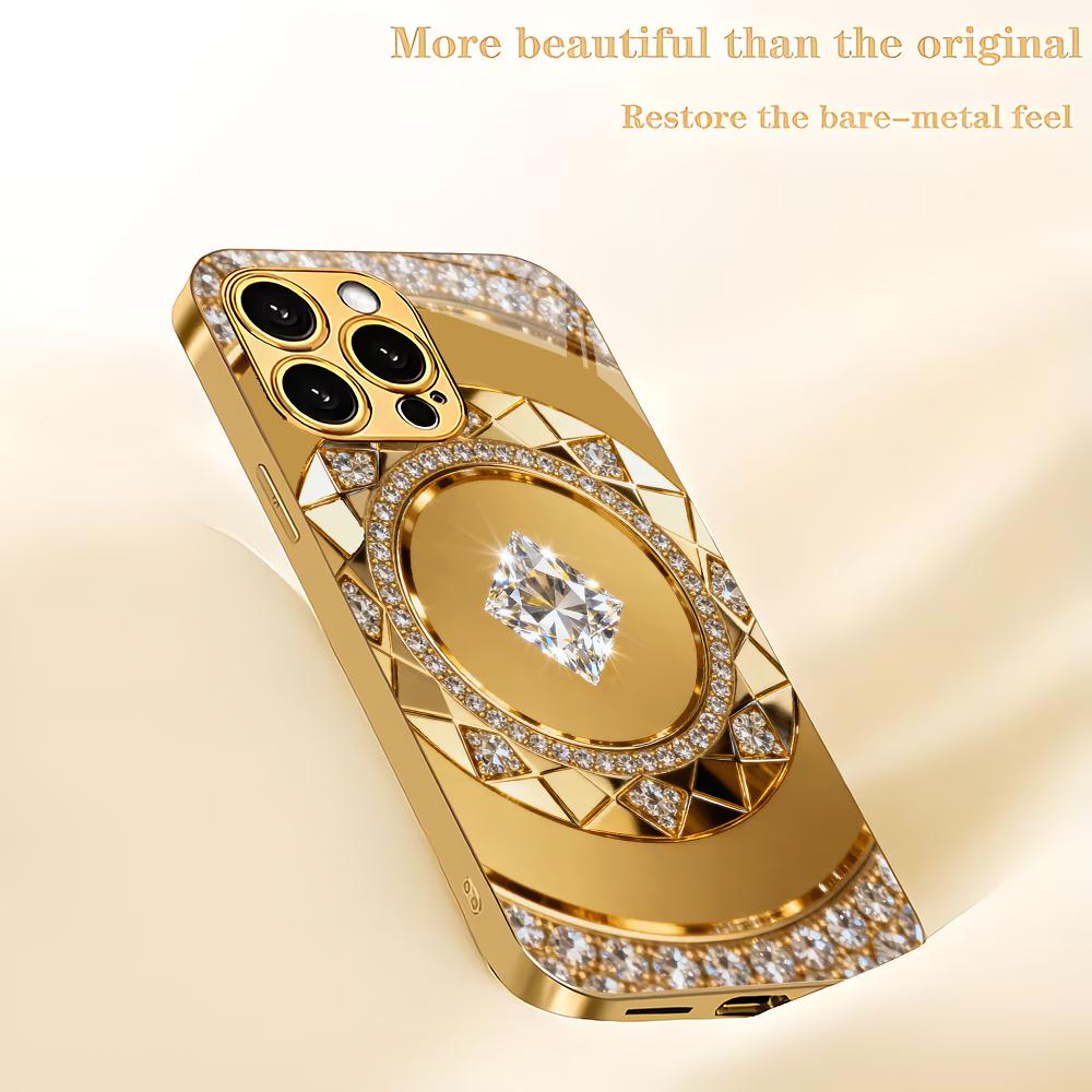 Diamantmuster galvanisierte Glas-Handyhülle geeignet für iPhone 17 16 15 14 13 12 11 Pro/Max/Plus stoßfeste Rückseite