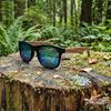 WOODONLY Vintage Polarized Sunglasses UV400 Handmade Walnut Blue
