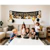 Black & Gold Glitter Birthday Banner - Elegant Balloon & Star Design with Sparkling Text, Premium Party Decor for Indoor/Outdoor Celebrations