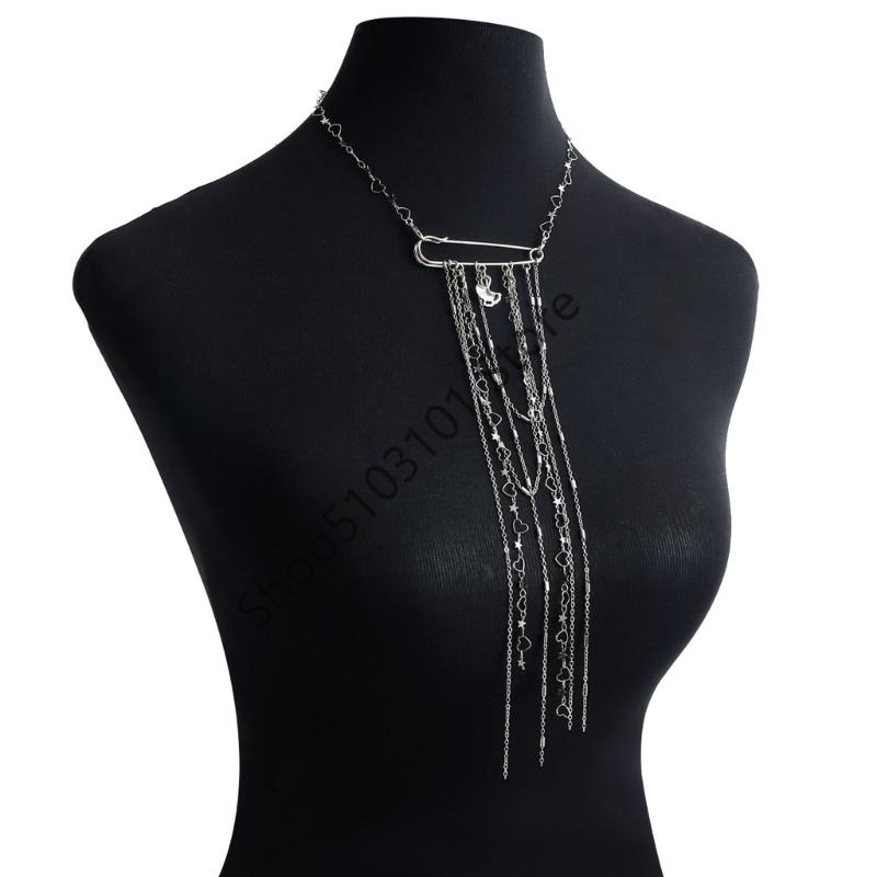 1Pc Love Heart Tassels Pendant Necklace Detachable Brooch Pin For Women Fashion Jewelry