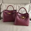 New Genuine Leather Women's Bag Fashion Retro Hand Woven Women's Handheld Single Shoulder Diagonal Cross Bag