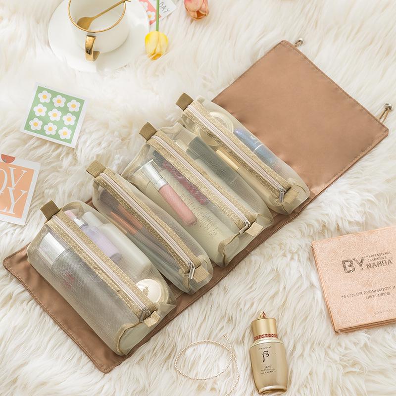 

4-in-1 Portable Large Capacity Travel Cosmetic Bag with Detachable Makeup Organizer хаки