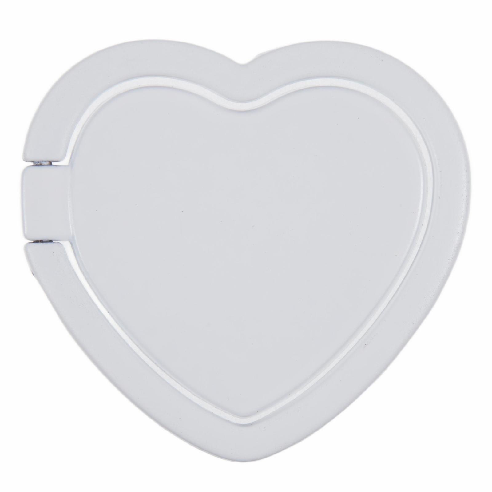 

Cell Phone Ring Holder Kickstand Love Heart Shaped Metal Phone Grip White