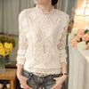 Autumn Women Lace Plus Size Blouses Long Sleeves Fashion Casual Chiffon Shirt