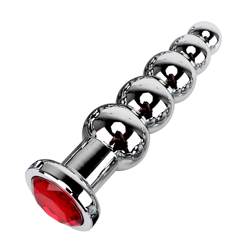 Stainless Steel Prostate Massage Butt Plug Heavy Anus Beads with 5 Balls Sex Toys for Men/ Women/Gay Metal Anal