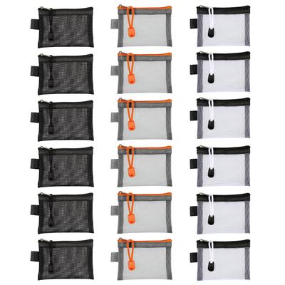 HAMILO Portable Mesh Pouches, Zippered, Small Item Storage, Cosmetic Pouch, 3 Colors, Total of 18 Pcs