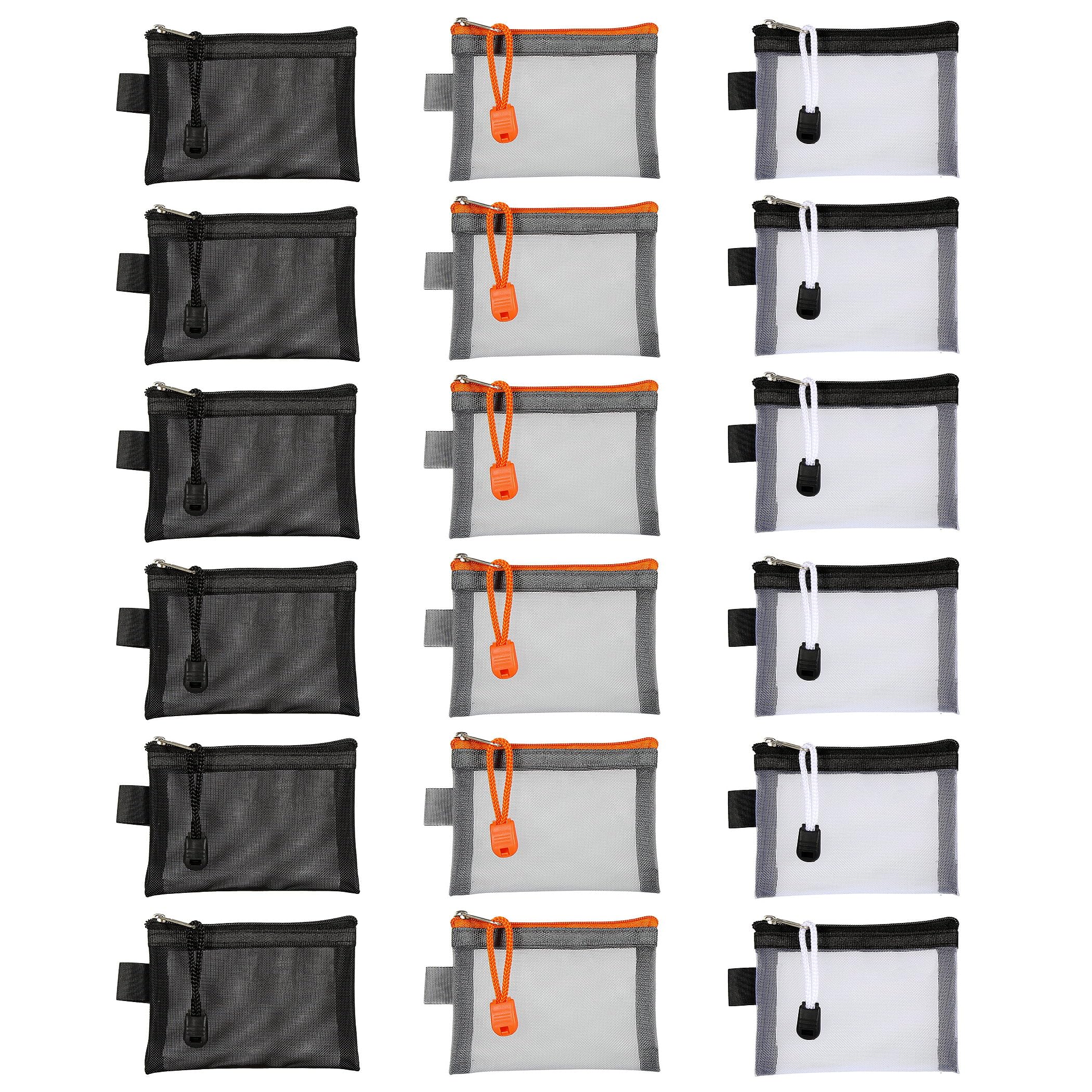 

HAMILO Портативные сетчатые мешочки на молнии для хранения мелких предметов, косметички, 3 цвета, всего 18 шт.