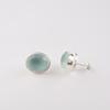Aqua Chalcedony Gemstone 925 Sterling Silver Jewelry Handmade Stud Earrings 0.5" EE-178-19